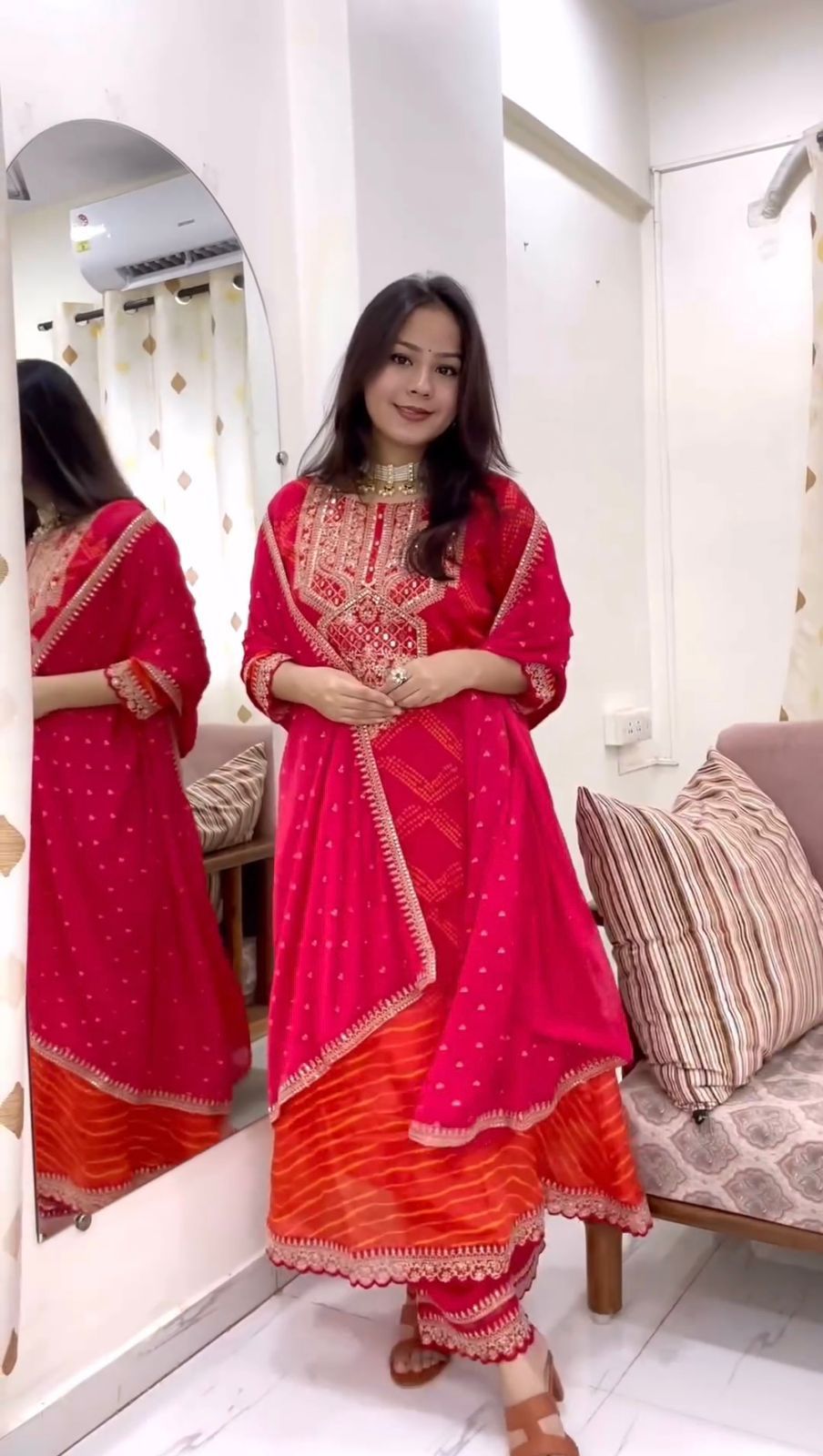 LG 1879 Sequence Mirror Work Kurti With Bottom Dupatta Wholesale Shop In Surat